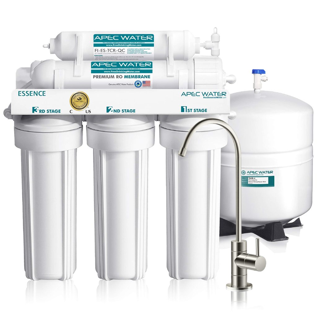 APEC Water Systems ROES-50 Essence Series Top Tier 5-Stage Certified Ultra Safe Reverse Osmosis Drinking Water Filter System, 50 GPD