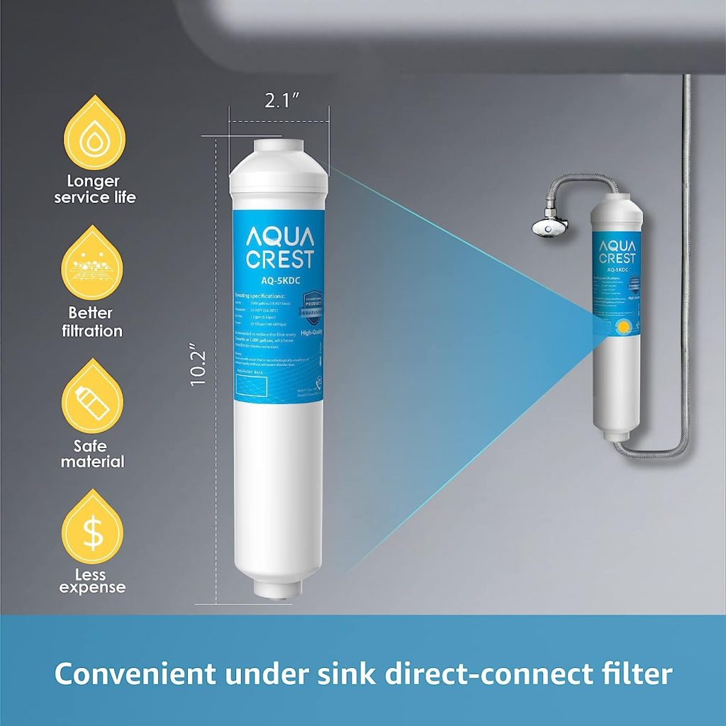 AQUA CREST 5KDC Under Sink Water Filtration System, Direct Connect Under Sink Water Filter, NSF/ANSI Tested 5K Gallons Ultra High Capacity, USA Tech