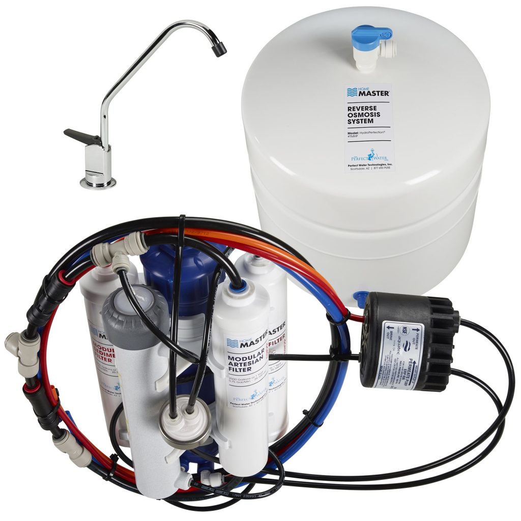 Home Master TMHP HydroPerfection Reverse Osmosis System, 9-stages, Patented 2-pass Alkaline Remineralization, Fast 4.5 Sec Fill Rate, 1:1 Waste Ratio, UV Sterilizer 99.9% EPA 97952AZ1, Iron Prefilter