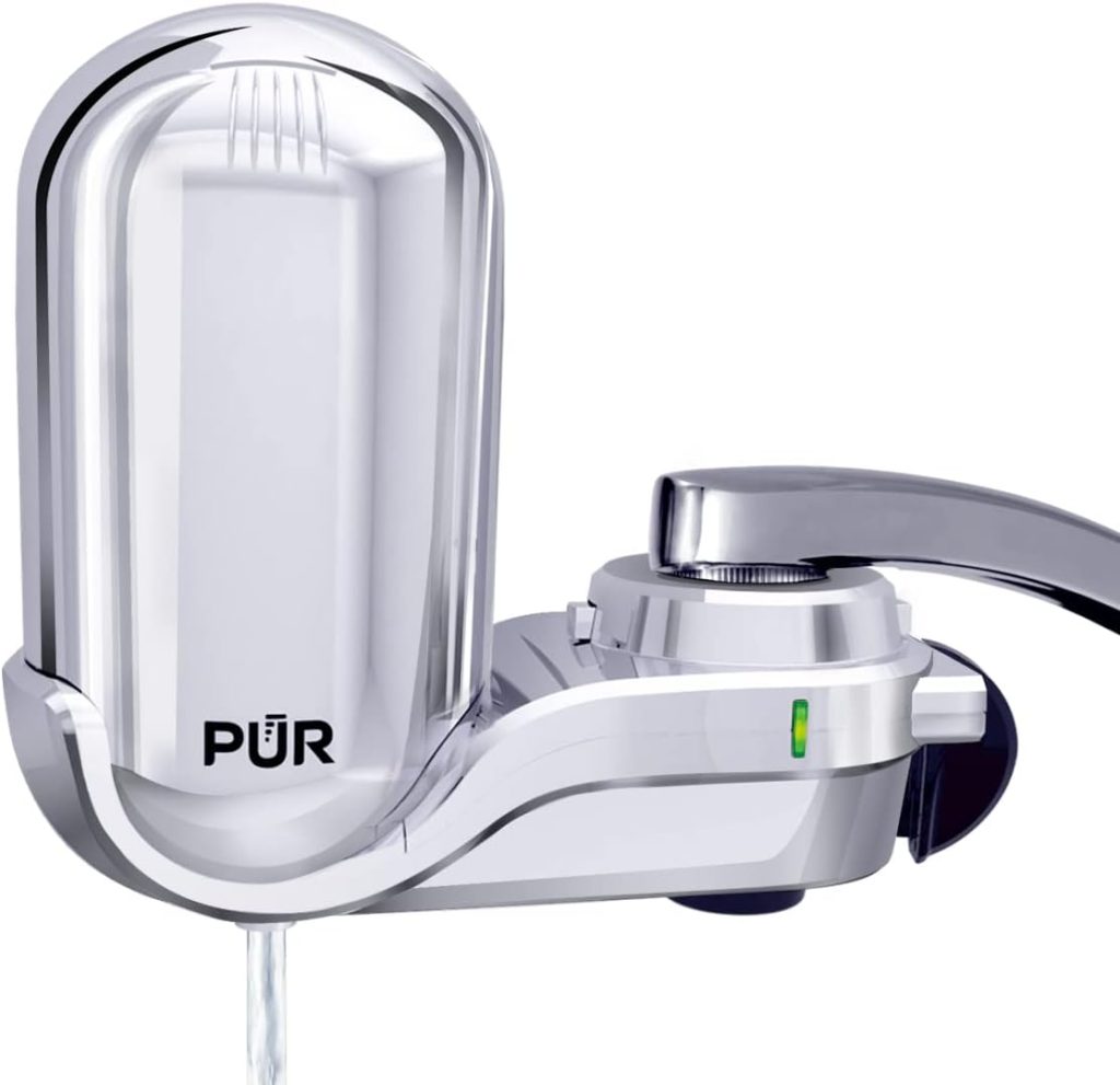 PUR PLUS Faucet Mount Water Filtration System, Chrome â Vertical Faucet Mount Water Filter for Sink â Crisp, Great-Tasting Filtered Water, FM3700