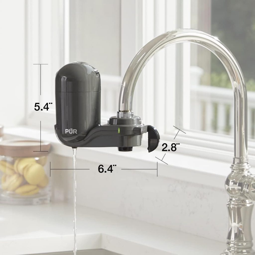 PUR PLUS Faucet Mount Water Filtration System, Gray â Vertical Faucet Mount for Crisp, Refreshing Water, FM2500V