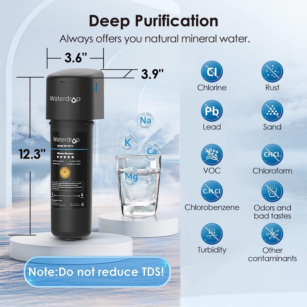 Waterdrop 10UA Under Sink Water Filter System, Reduces Lead, Chlorine, Bad Taste  Odor, Under Counter Water Filter Direct Connect to Kitchen Faucet, NSF/ANSI 42 Certified, 8K Gallons, USA Tech
