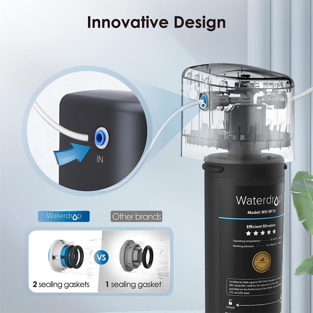 Waterdrop 15UB Under Sink Water Filter System, Reduces Lead, Chlorine, Bad Taste  Odor, Under Counter Water Filter with Dedicated Brushed Nickel Faucet, NSF/ANSI 42 Certified, 16K Gallons, USA Tech
